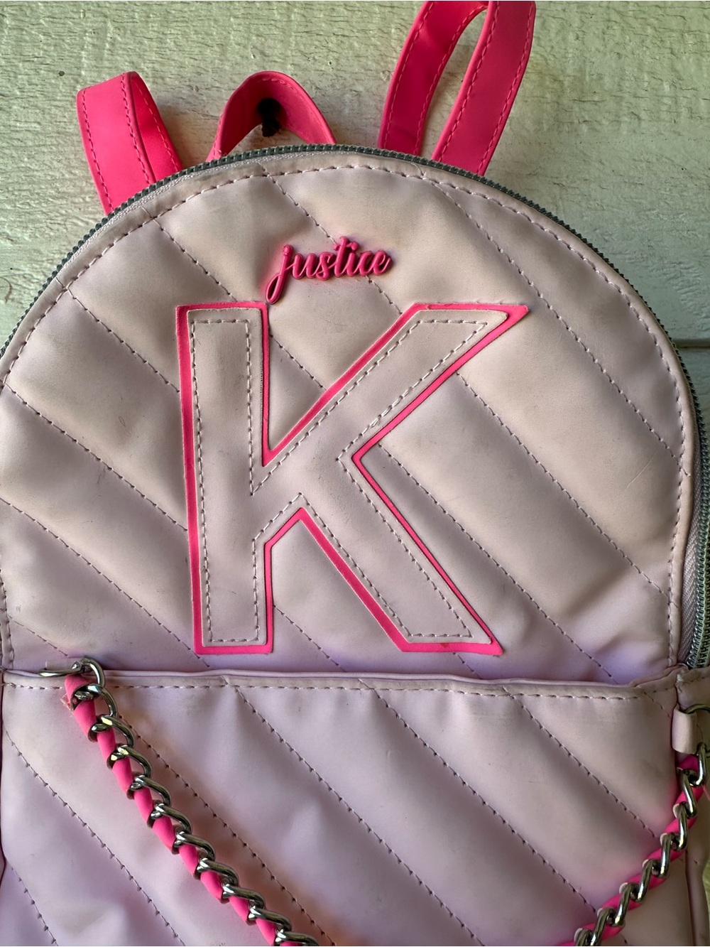 Pink Justice “K” mini backpack - Picture 2 of 3